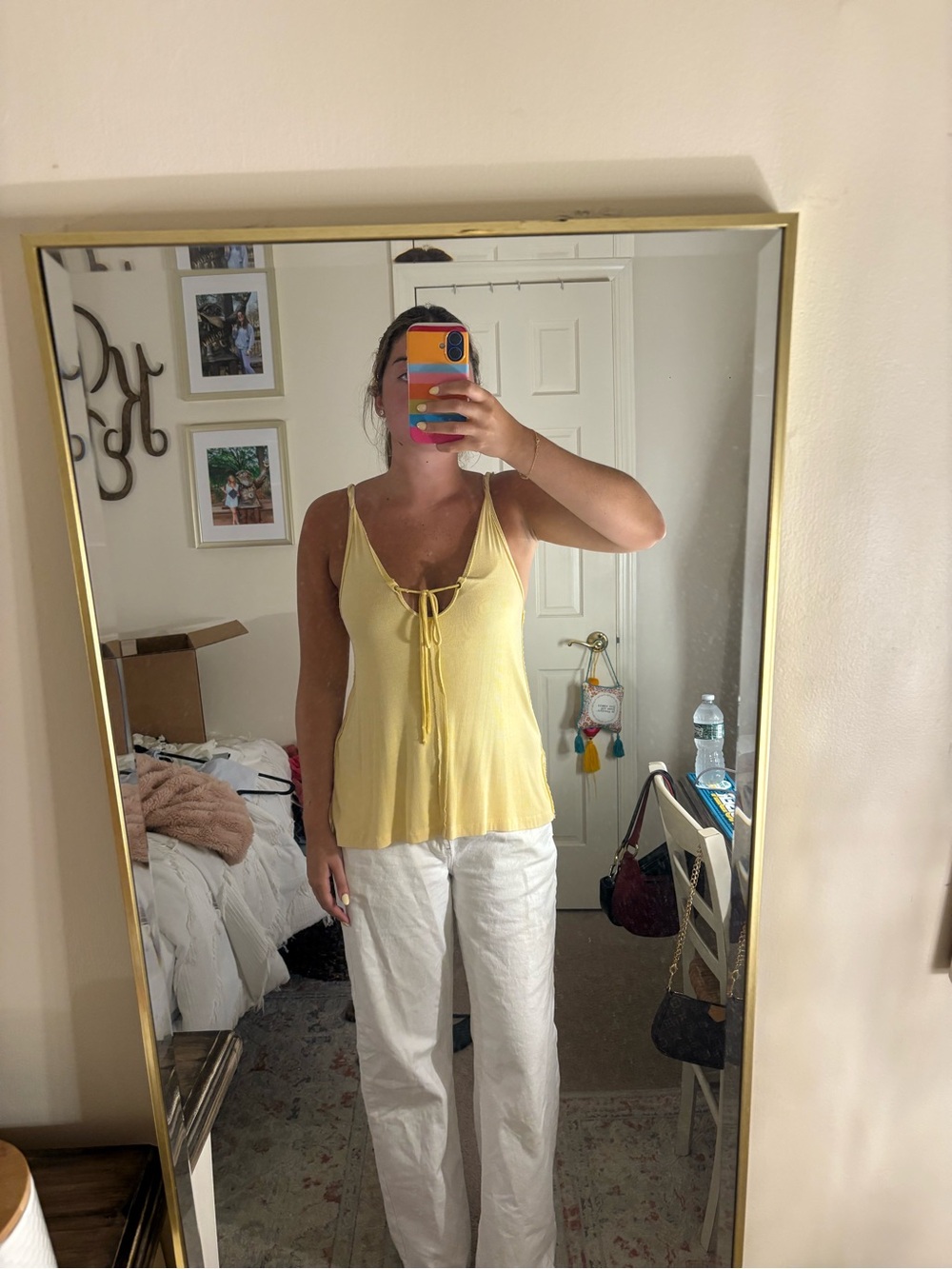 We The Free Soft Yellow Tie-Front Camisole
